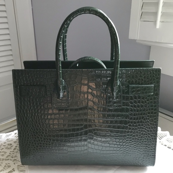 Saint Laurent Sac Du Jour Baby Croc-Embossed Bag - Picture 2 of 8
